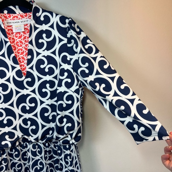 Gretchen Scott Womens Heavens Gates Dress Blue White Swirl Old Money No Belt Med - Picture 5 of 16